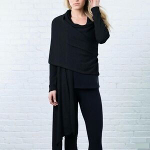 Crane & Lion Wrap Sweater XS/Small Black Open Cardigan Waterfall Athleisure